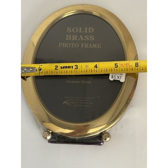 Vintage Solid Brass Oval Picture Frame For 5x7 Footed Hand Polished Lacquer - Picture 7 of 8